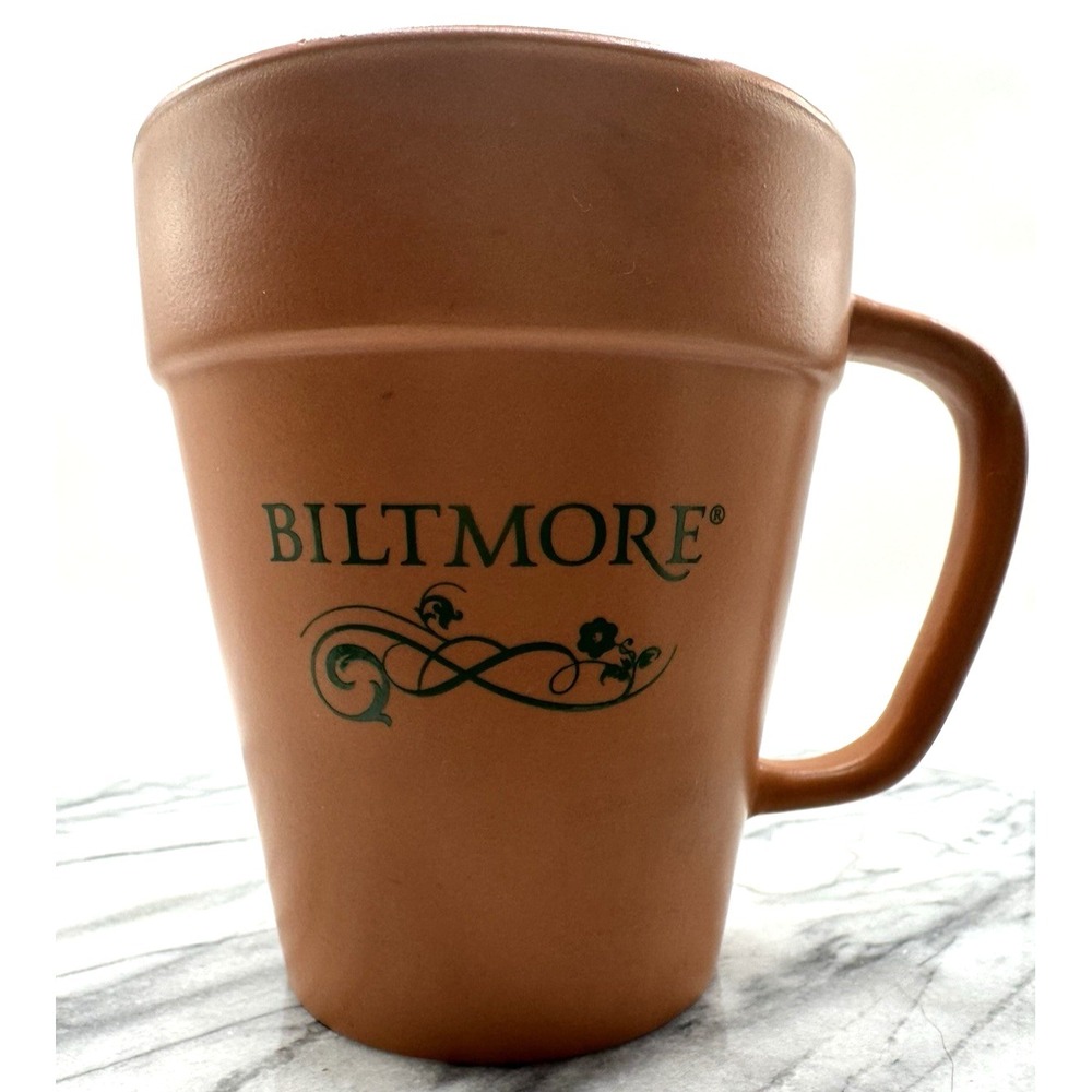 Biltmore Estate Large Ceramic Coffee Mug Terracotta Color Green Logo